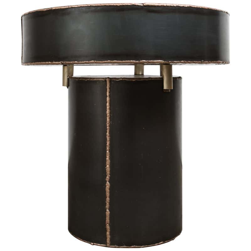 Sentric Side Table in Raw Black Steel and Bronze Seam, by MTHARU