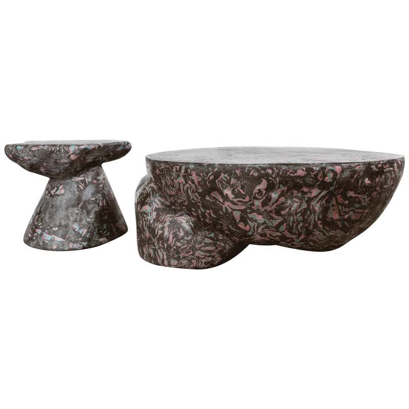 Plote and Prov Tables Set in Scagliola, Cement for Indoor or Outdoor by MTHARU