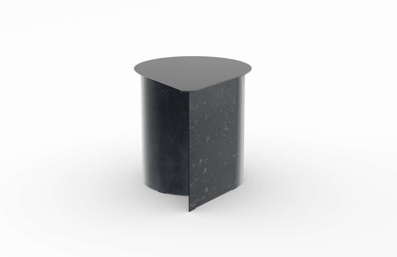 Tangent End Table, Minimal Design in Waxed Raw Black Steel by MTHARU