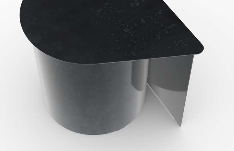 Tangent End Table, Minimal Design in Waxed Raw Black Steel by MTHARU