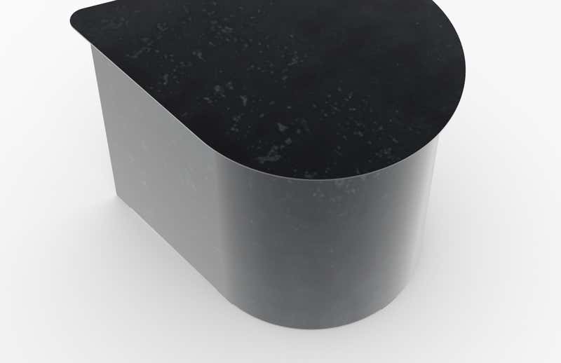 Tangent End Table, Minimal Design in Waxed Raw Black Steel by MTHARU