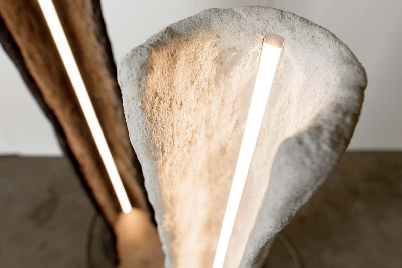 Kamino Floor Lamp, Handmade LED Lighting Fixture in Concrete and Latex by Mtharu