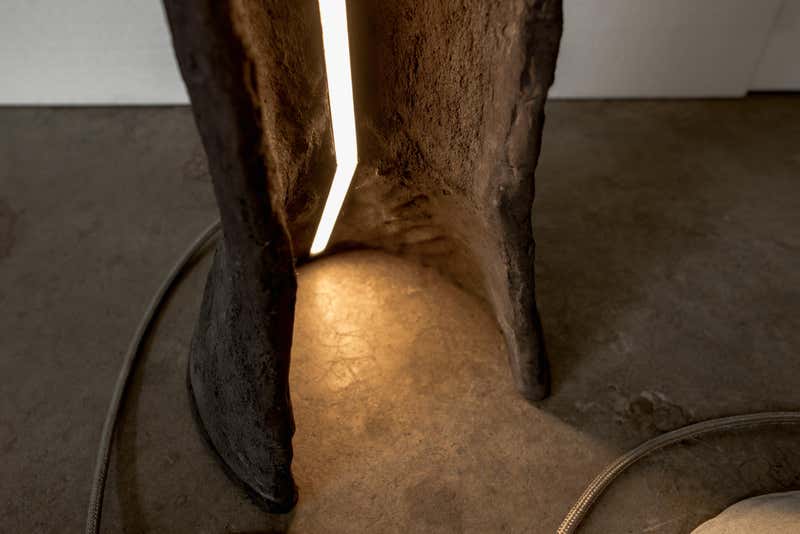 Kamino Floor Lamp, Handmade LED Lighting Fixture in Concrete and Latex by Mtharu