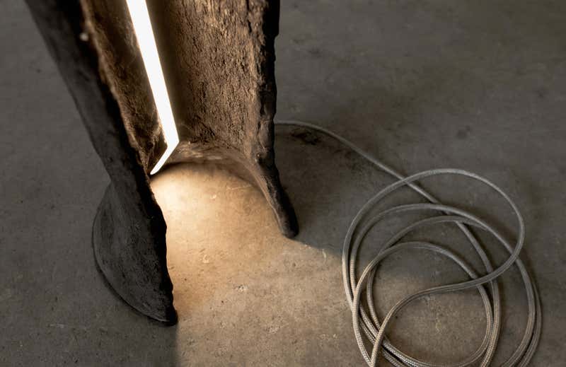 Kamino Floor Lamp, Handmade LED Lighting Fixture in Concrete and Latex by Mtharu