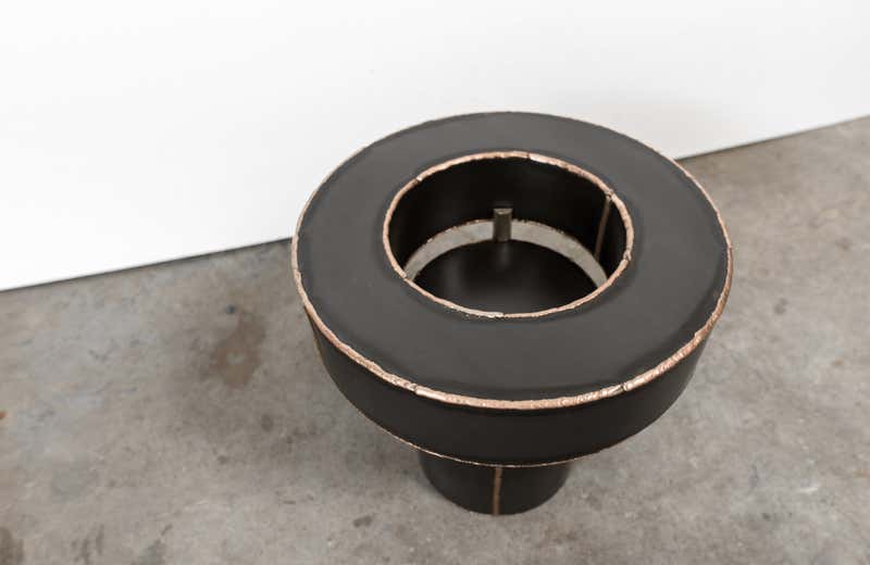 Sentric Side Table in Raw Black Steel and Bronze Seam, by MTHARU