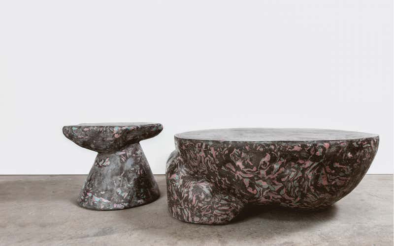 Plote and Prov Tables Set in Scagliola, Cement for Indoor or Outdoor by MTHARU