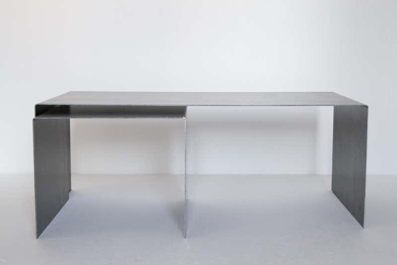 Tabula Rasa Coffee Table with 2 Nesting Tables in Raw Black Steel by MTHARU