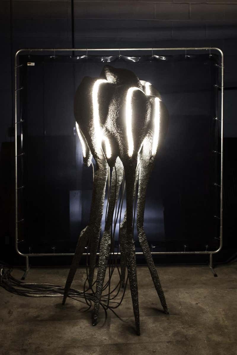 New Primitives Floor Lamp in Aluminum Post-Digital Sculptural Design, Unique, by MTHARU